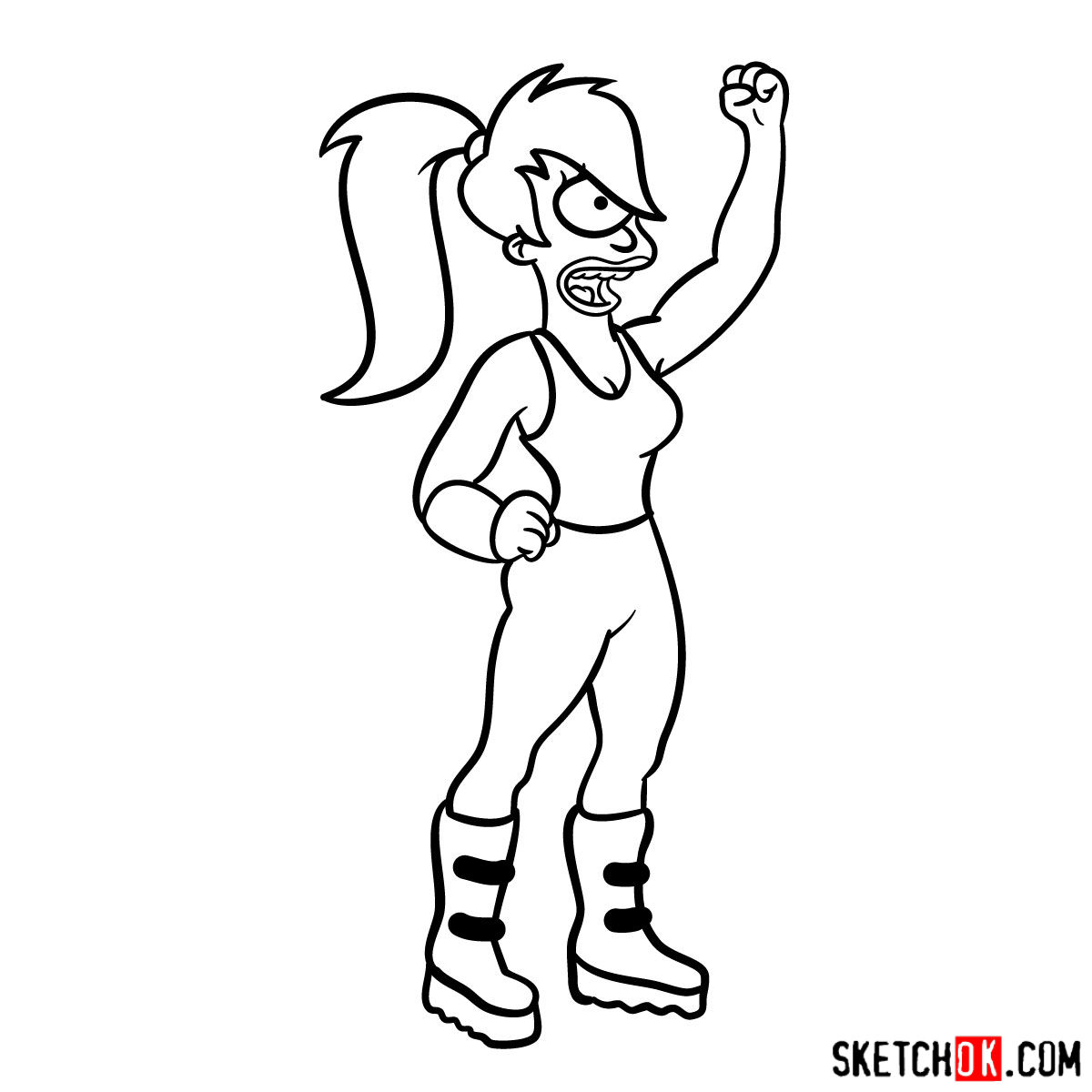 How to draw Leela from Futurama - step 12